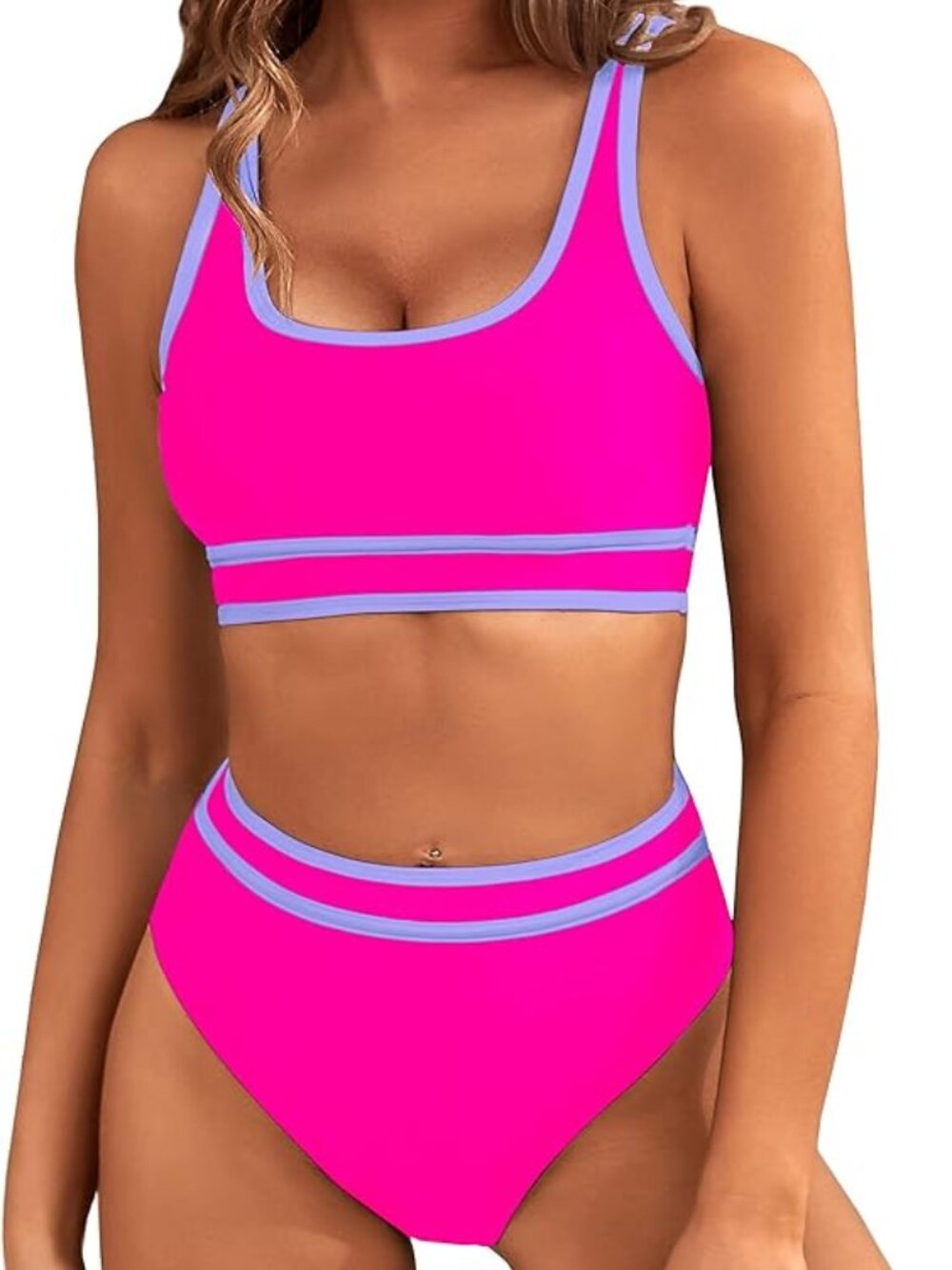 Amazon | High Waisted Colorblock Bathing Suit | L